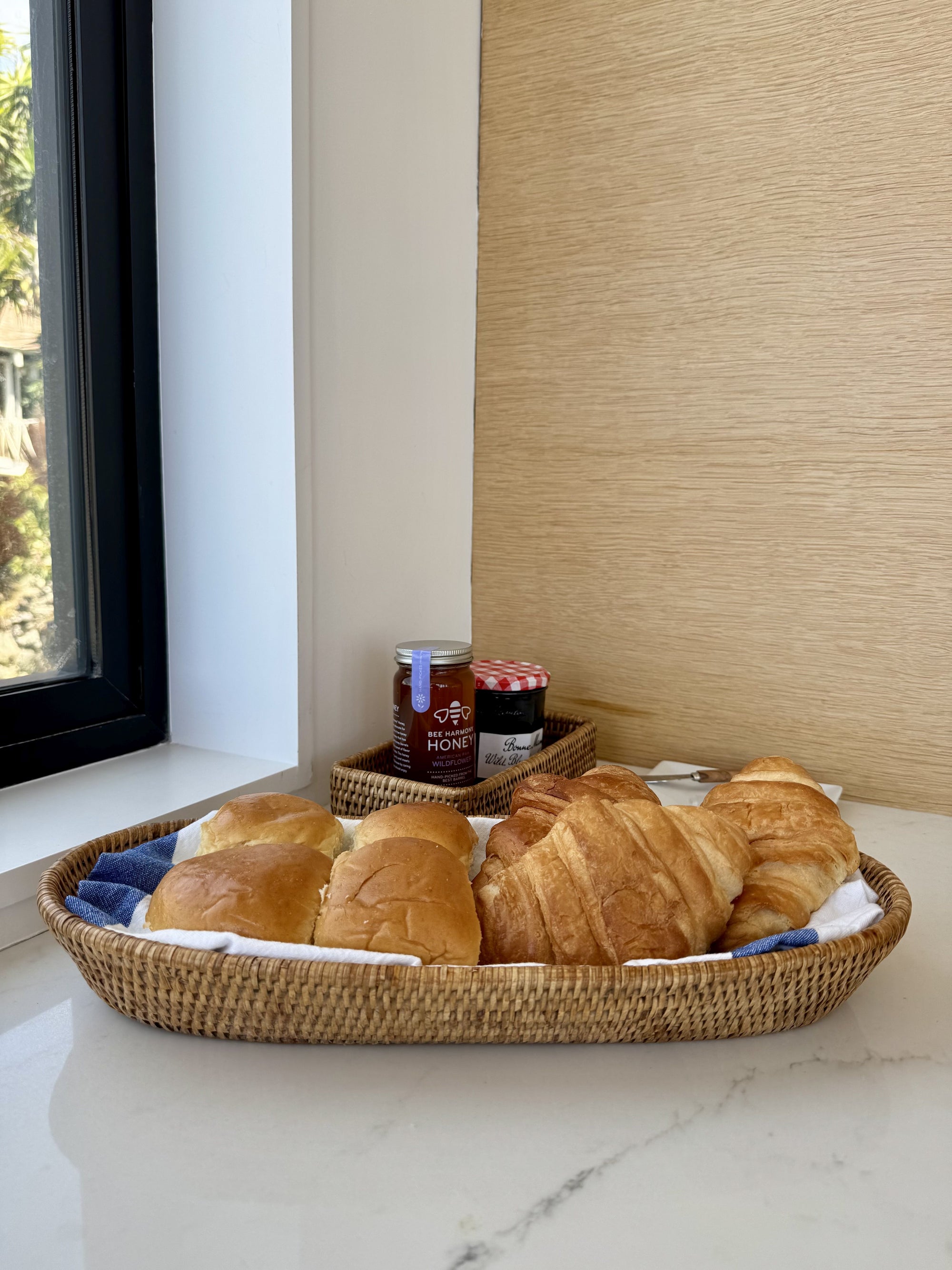 La Jolla Rattan Bread Basket, Large