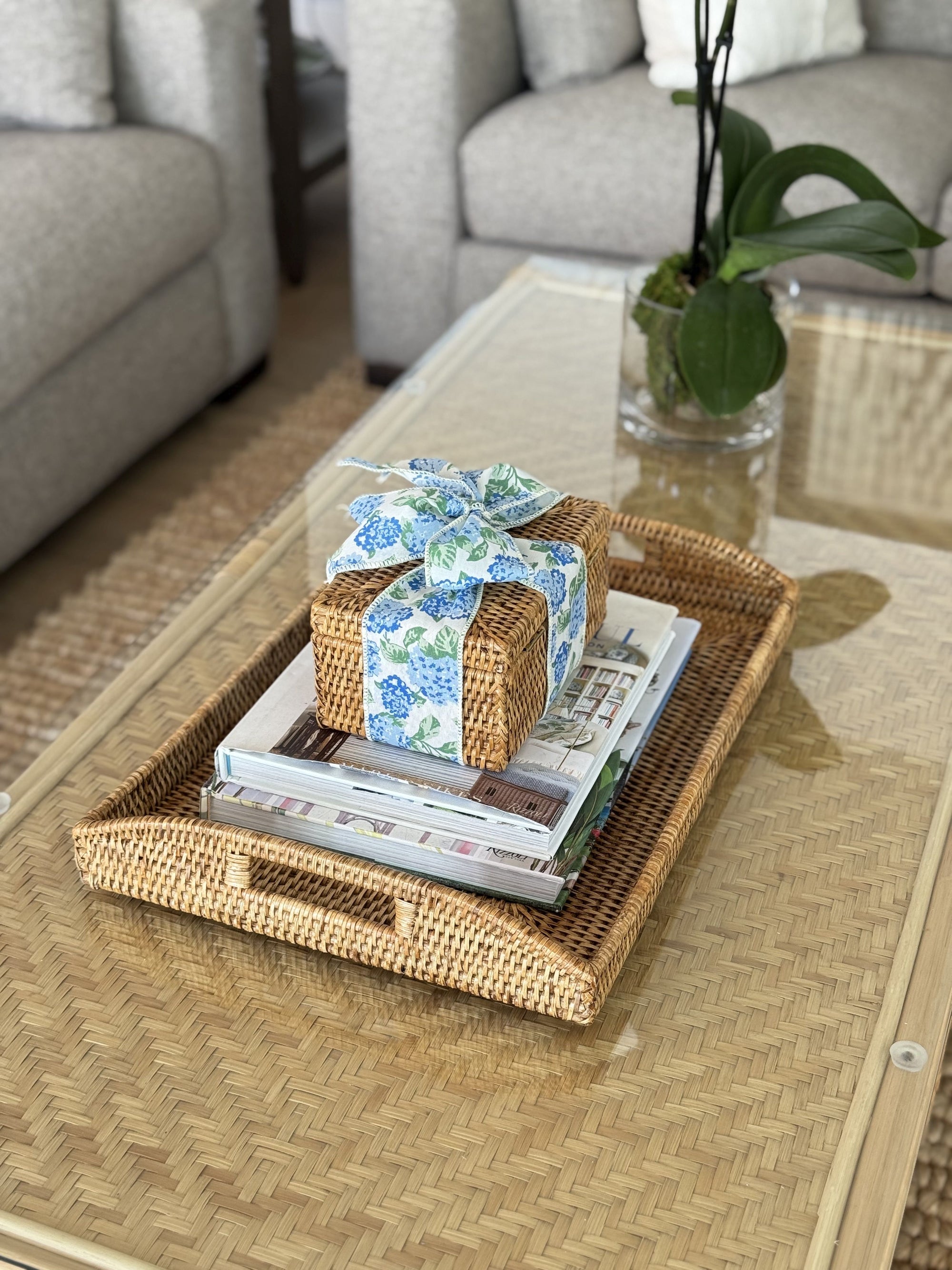 La Jolla Rectangular Rattan Serving Tray