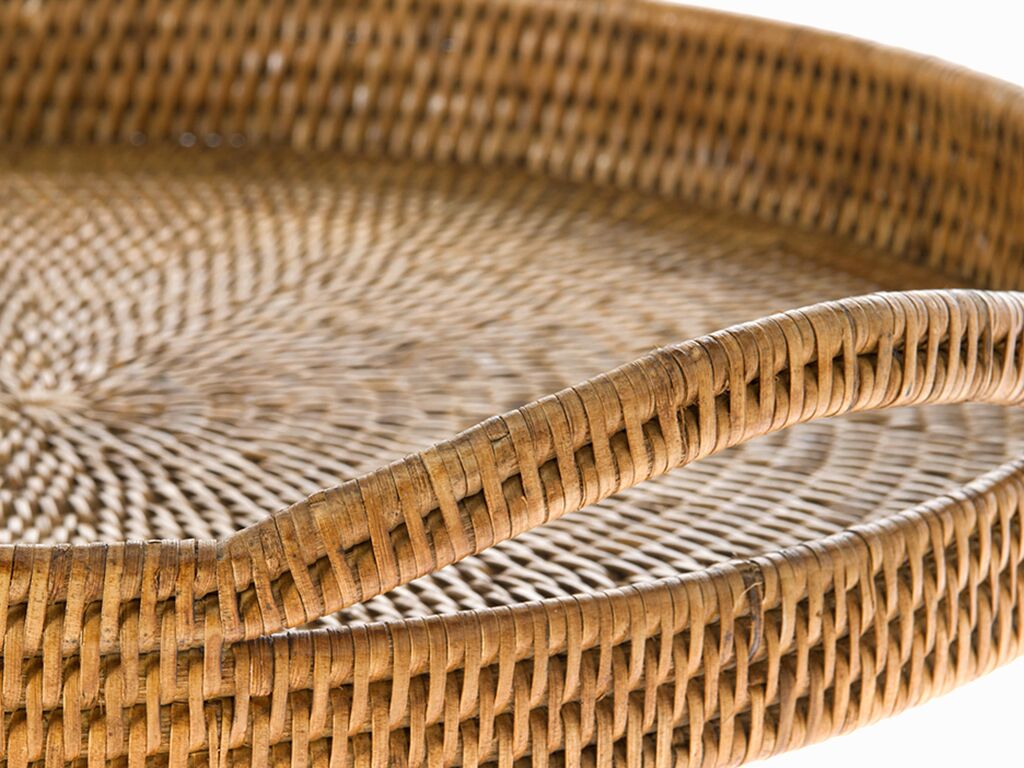 La Jolla Rattan Round Serving Tray