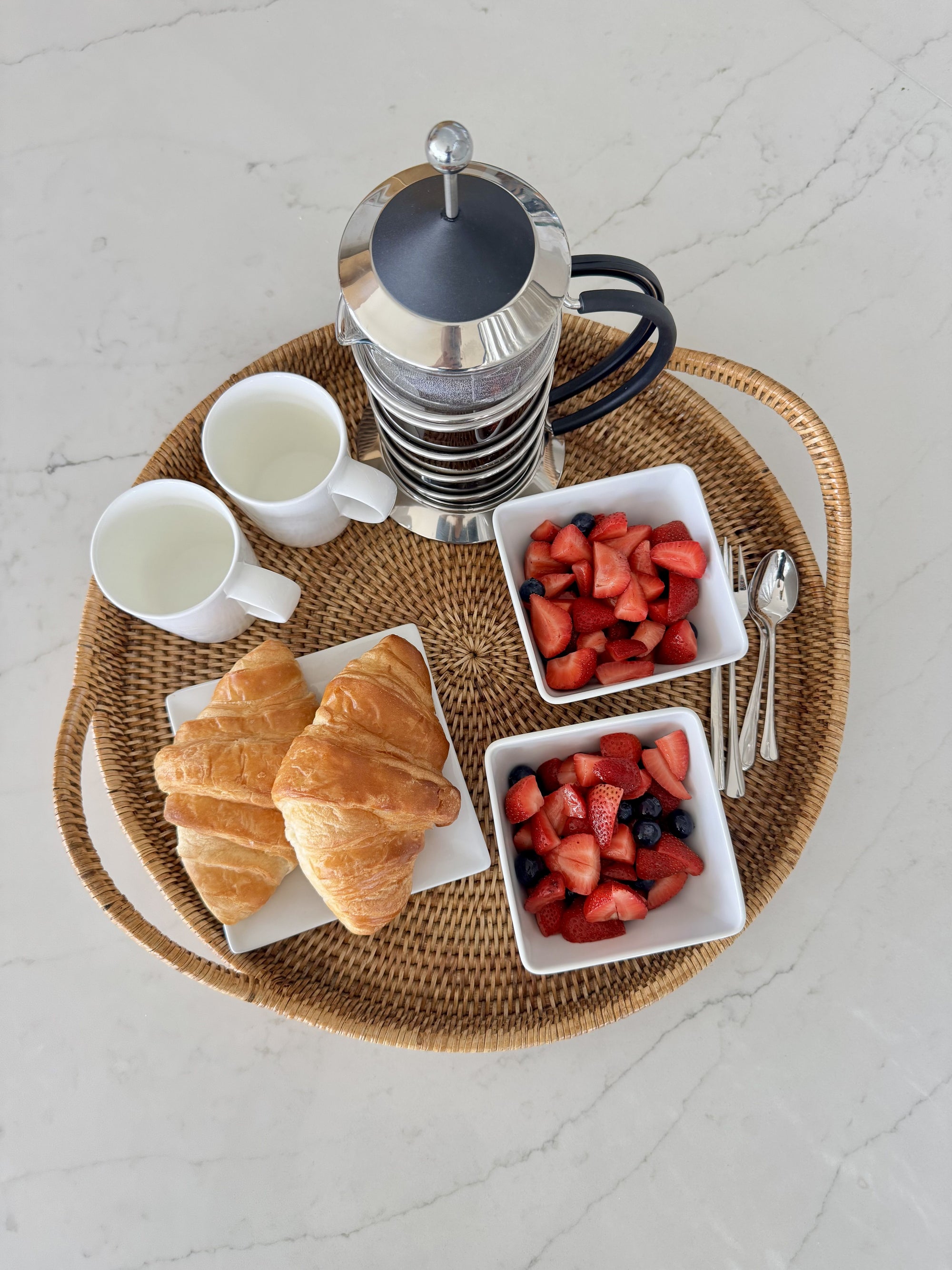 La Jolla Rattan Round Serving Tray