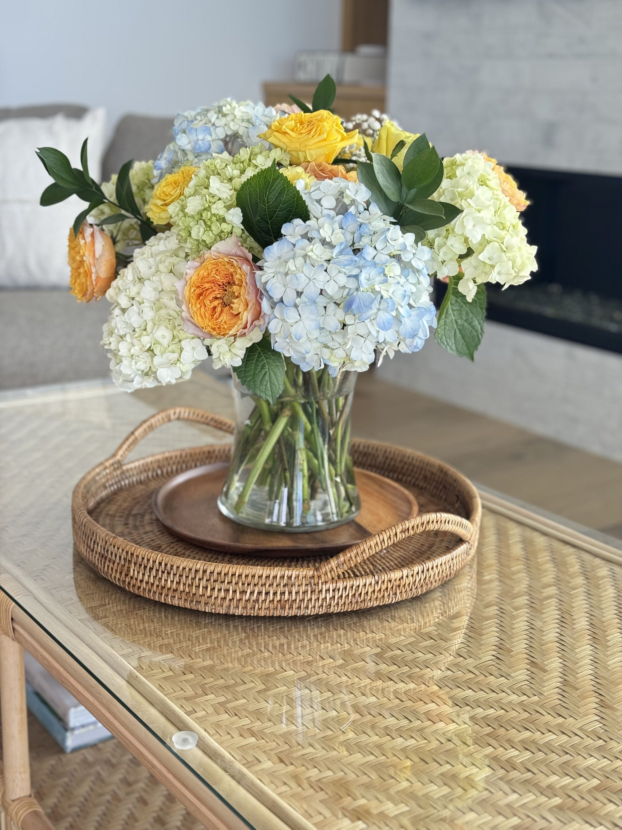La Jolla Rattan Round Serving Tray