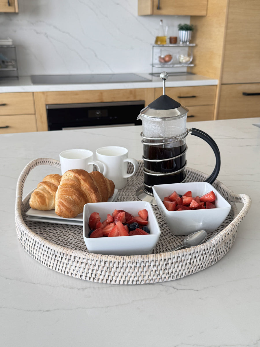La Jolla Rattan Round Serving Tray