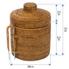 La Jolla Rattan Ice Bucket with Ice Tongs, Honey Brown