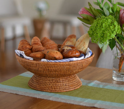 La Jolla Pedestal Rattan Fruit Bowl, Large