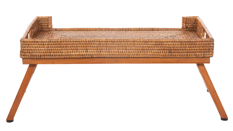 Kouboo Brown La Jolla Rattan Breakfast Tray With Brown Folding Legs 