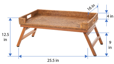 La Jolla Rattan Breakfast Tray with Folding Legs