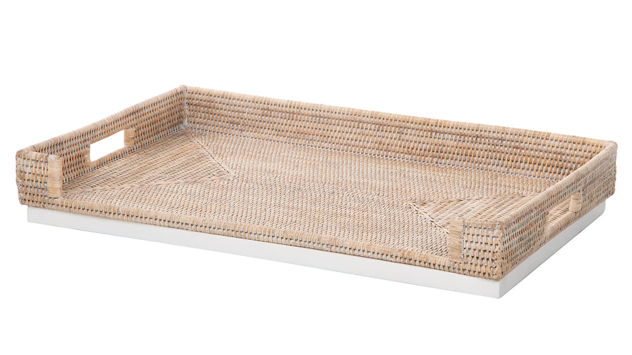 Kouboo Brown La Jolla Rattan Breakfast Tray With Brown Folding Legs 