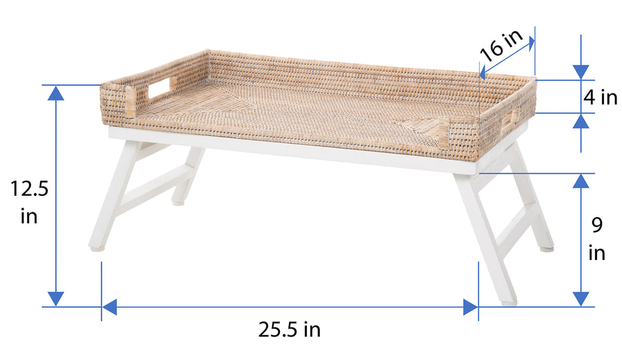 Kouboo Brown La Jolla Rattan Breakfast Tray With Brown Folding Legs 