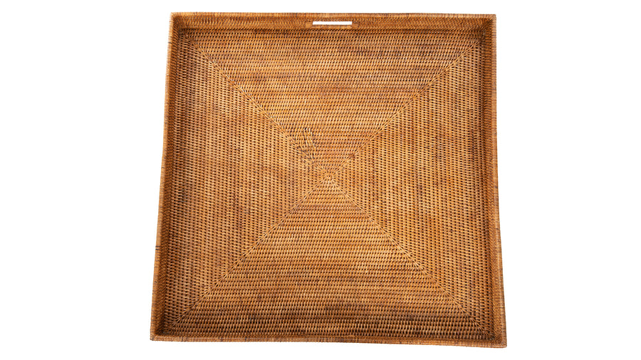 Kouboo La Jolla Square Rattan Jumbo Sized Centerpiece And Ottoman Tray 