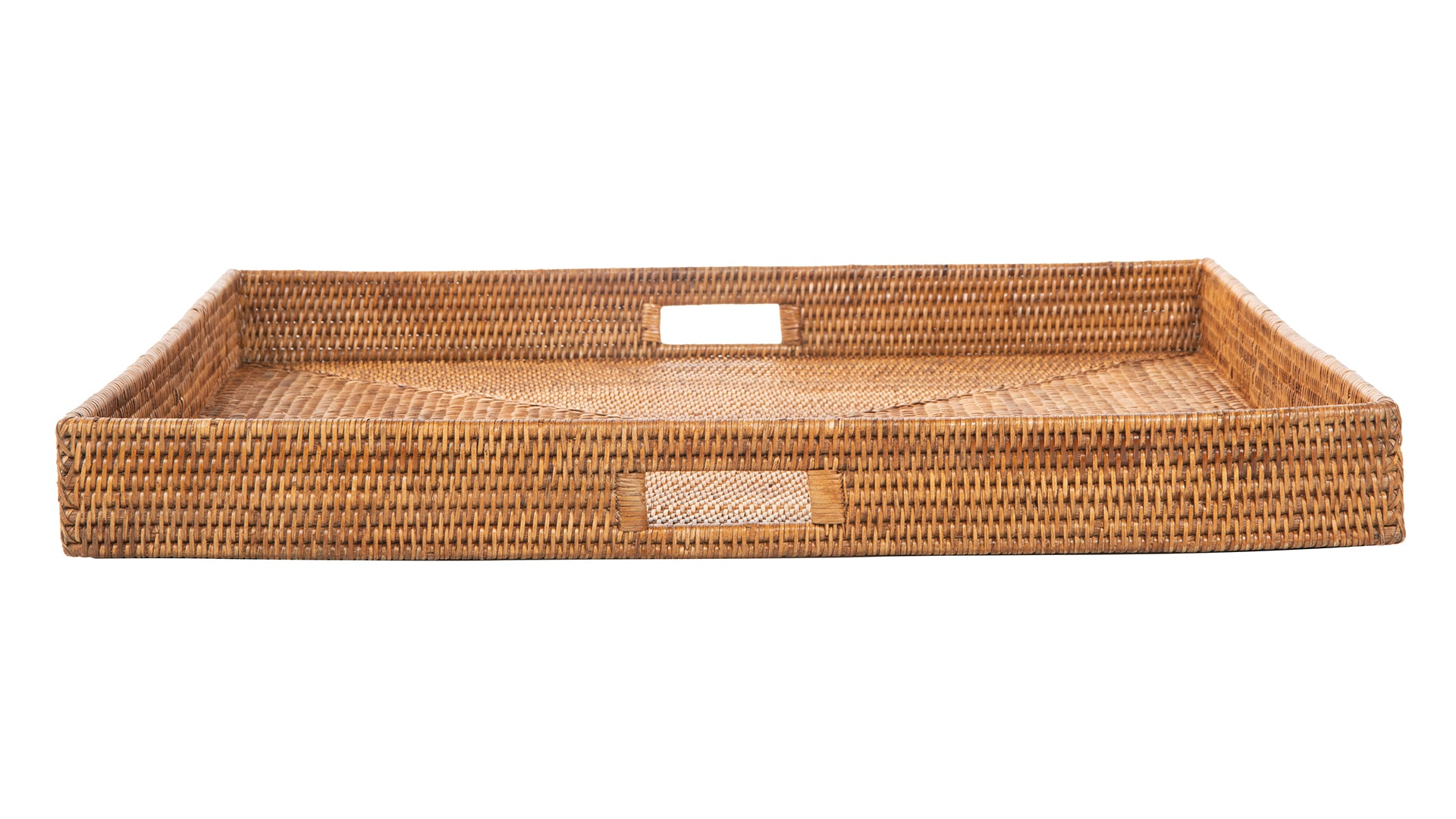 La Jolla Square Rattan Jumbo Sized Centerpiece and Ottoman Tray