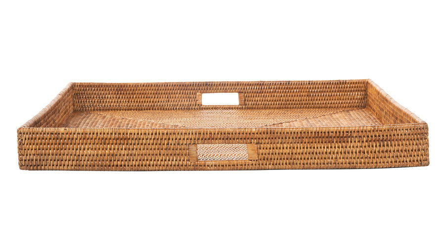 Kouboo La Jolla Square Rattan Jumbo Sized Centerpiece And Ottoman Tray 