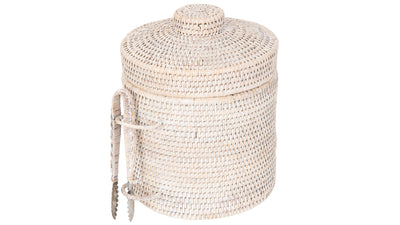 La Jolla Rattan Ice Bucket with Ice Tongs, Honey Brown