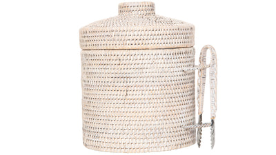 La Jolla Rattan Ice Bucket with Ice Tongs, Honey Brown