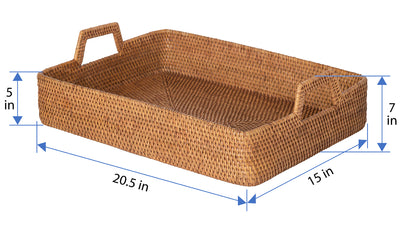 Loma Rectangular Rattan High Wall Serving Tray