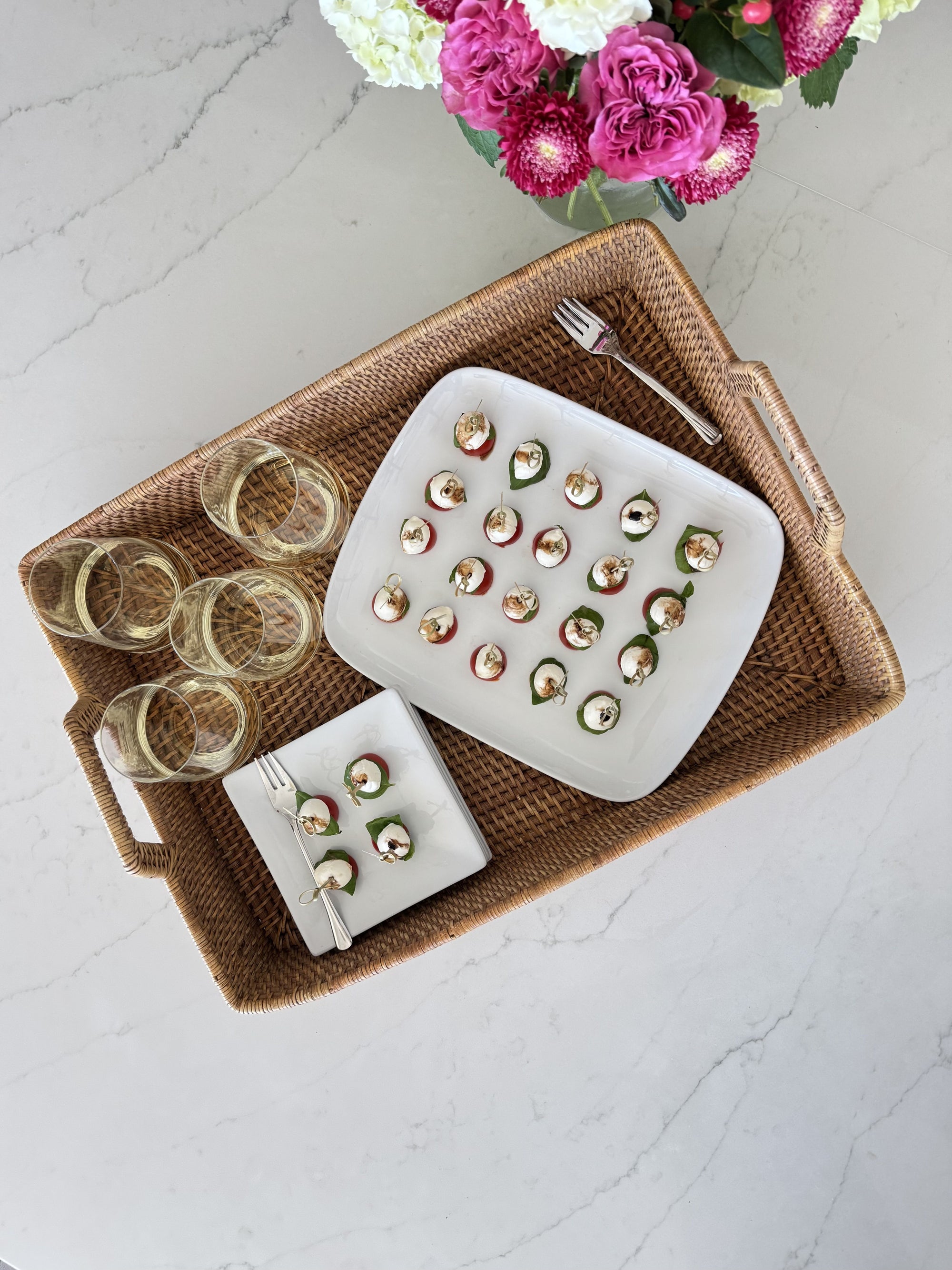 Loma Rectangular Rattan High Wall Serving Tray