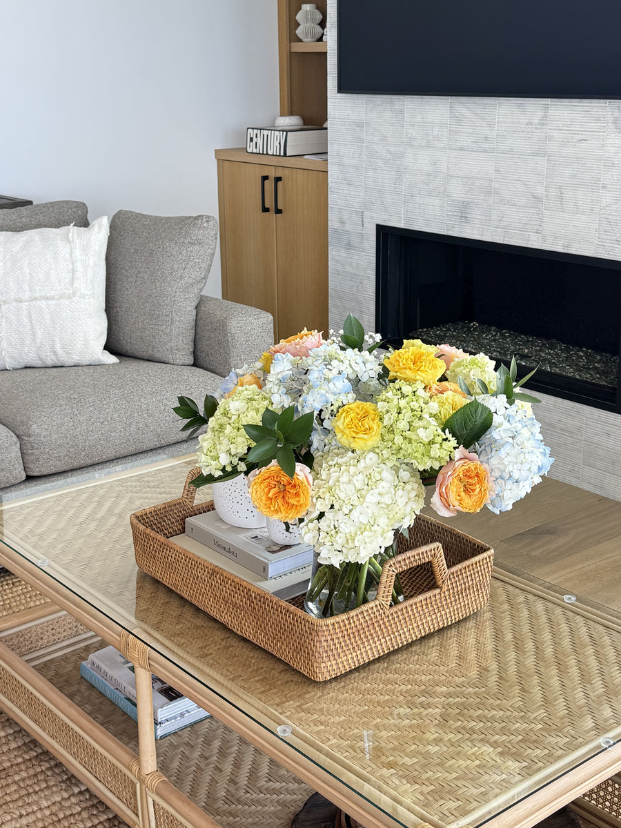 Loma Rectangular Rattan High Wall Serving Tray