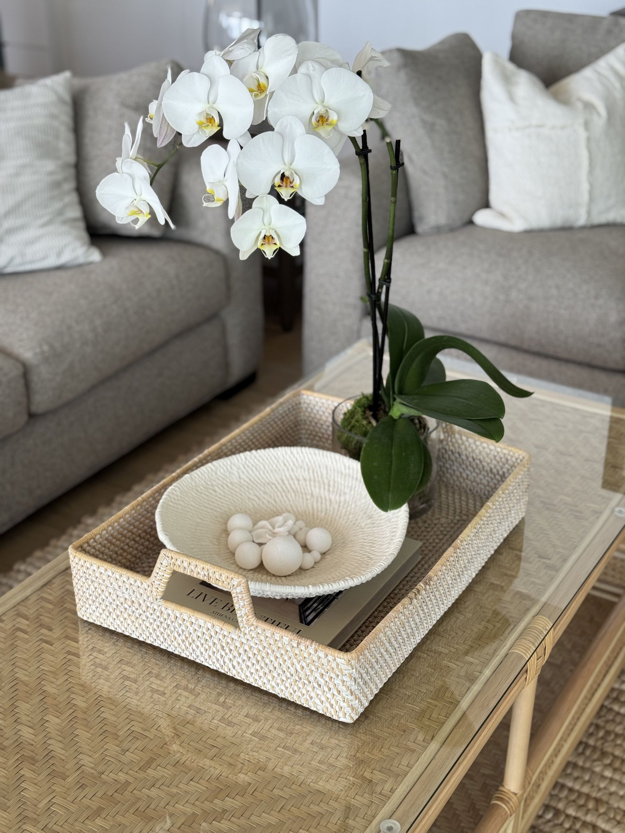 Loma Rectangular Rattan High Wall Serving Tray