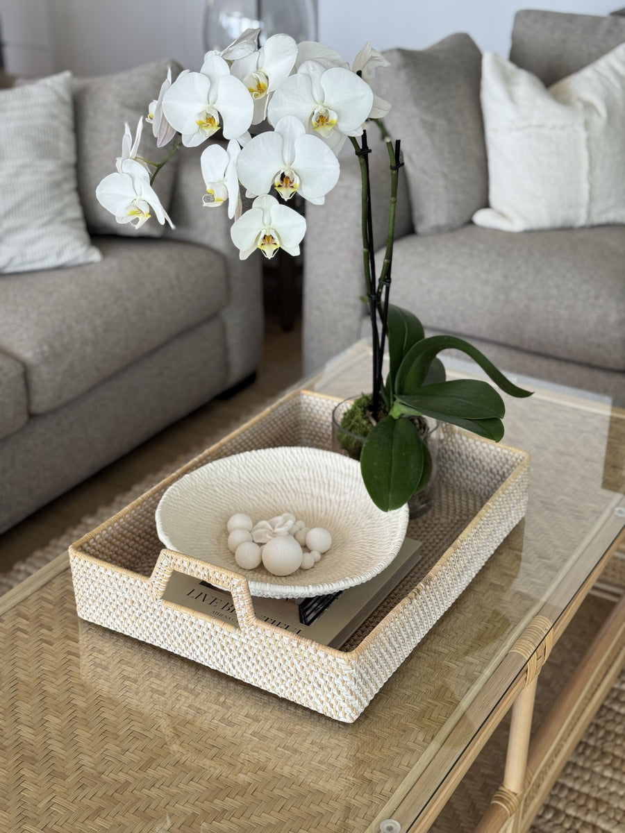 Loma Rectangular Rattan High Wall Serving Tray