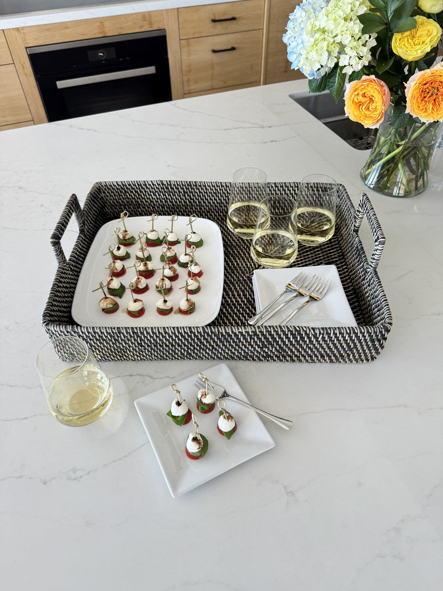 Loma Rectangular Rattan High Wall Serving Tray
