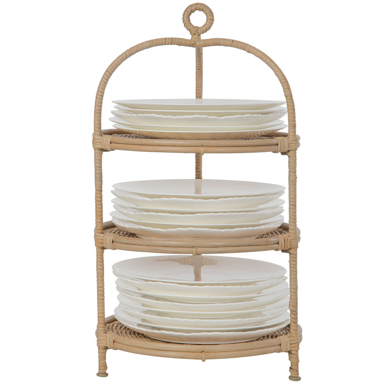 Onedia Serving Rack Wicker 3-Tier Serving Plate Rack and Cake Stand