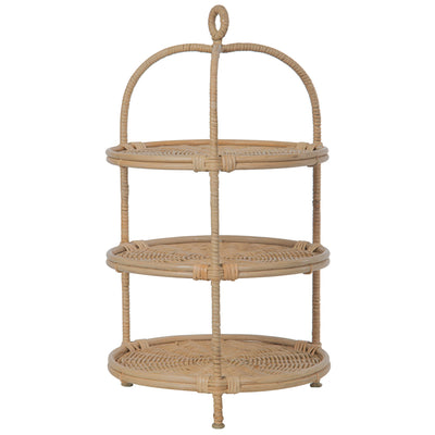 Wicker 3-Tier Serving Plate Rack and Cake Stand