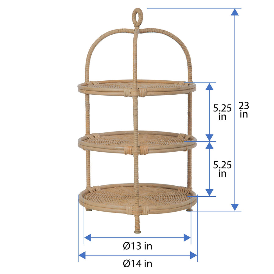 Wicker 3-Tier Serving Plate Rack and Cake Stand