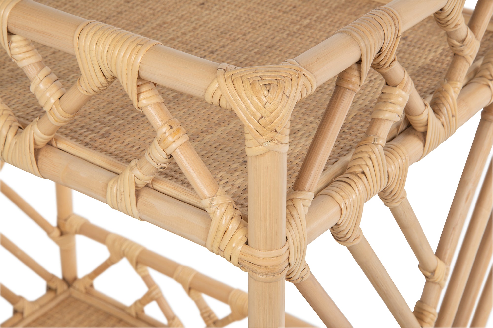 Chippendale Rattan 2-Tier Bar Serving Cart on Lockable Wheels