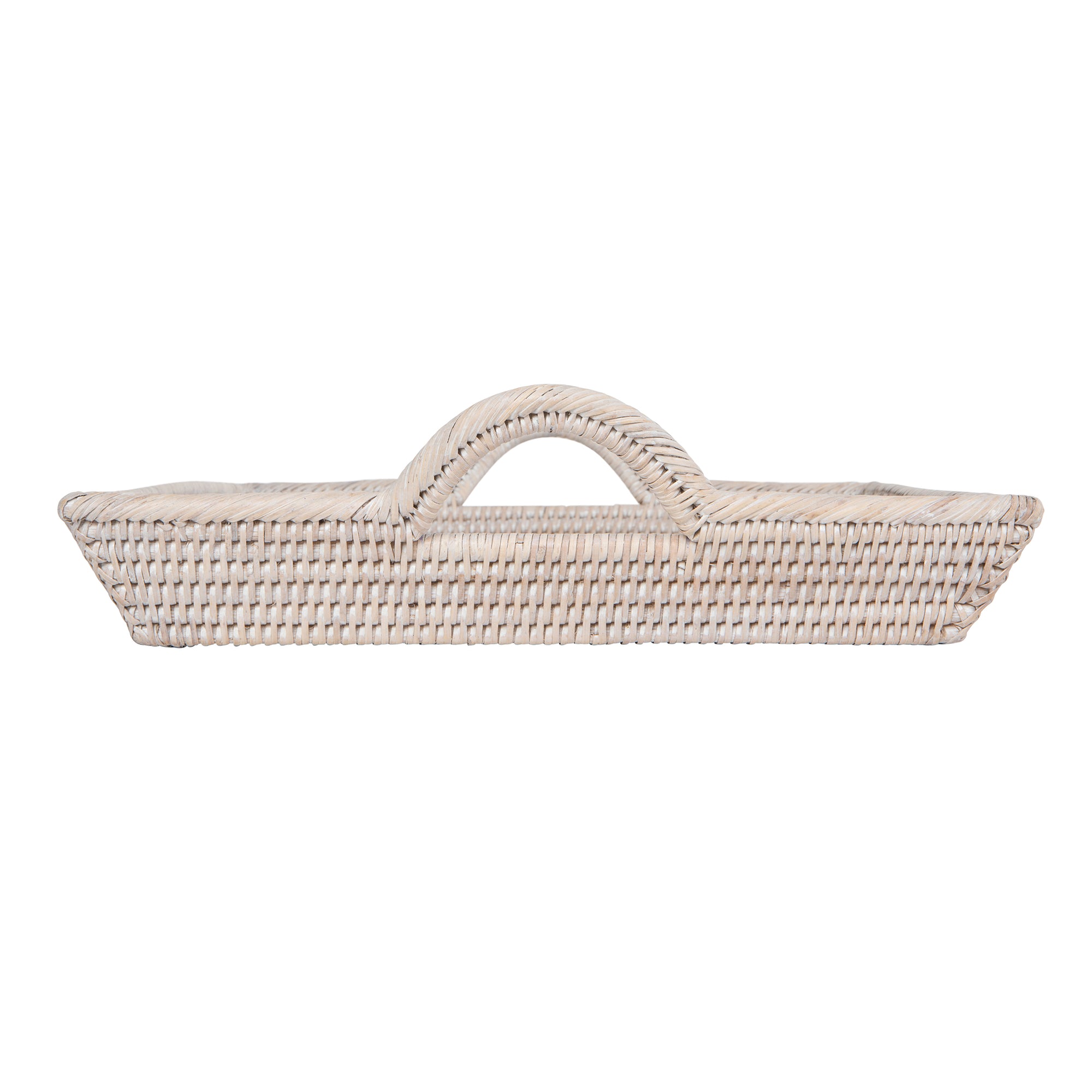 La Jolla Rattan Decorative Serving Tray with Ear Handles for Breakfast & Dinner, Ottoman Tray