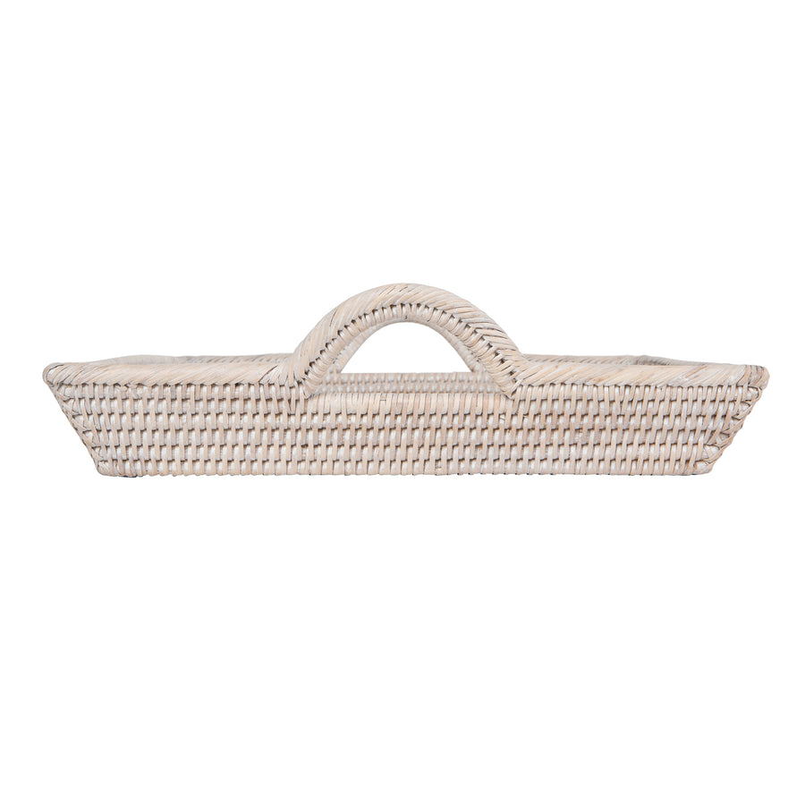 La Jolla Rattan Decorative Serving Tray with Ear Handles for Breakfast & Dinner, Ottoman Tray