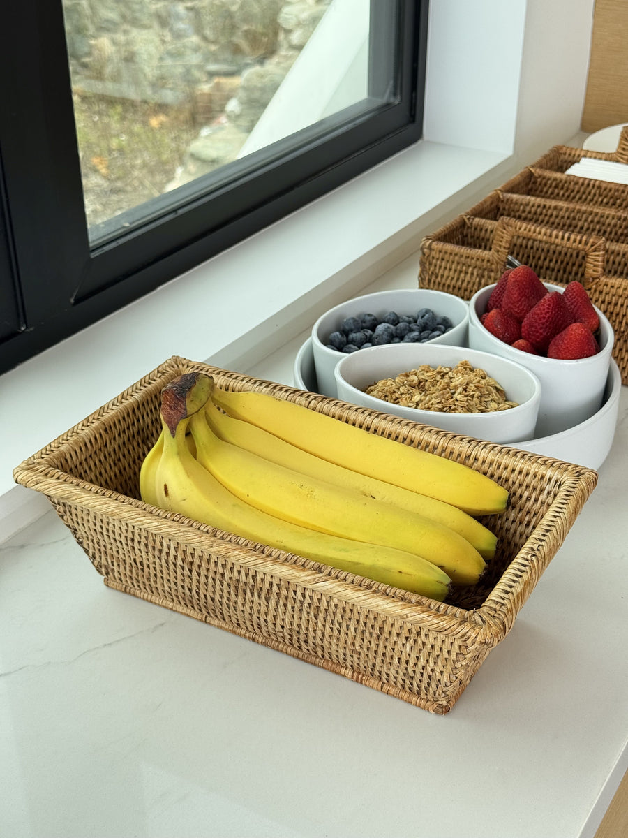 La Jolla Multipurpose Countertop and Shelf Storage Basket, Honey-Brown