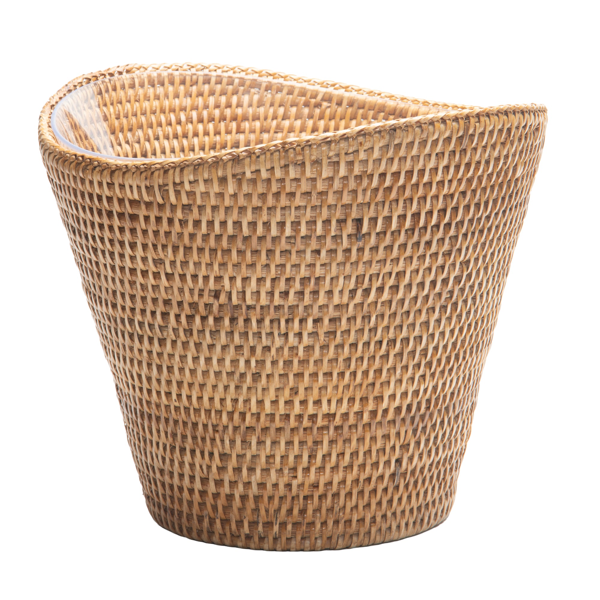 La Jolla Round Acrylic Wine & Beer Chiller in Rattan Basket, Honey-Brown