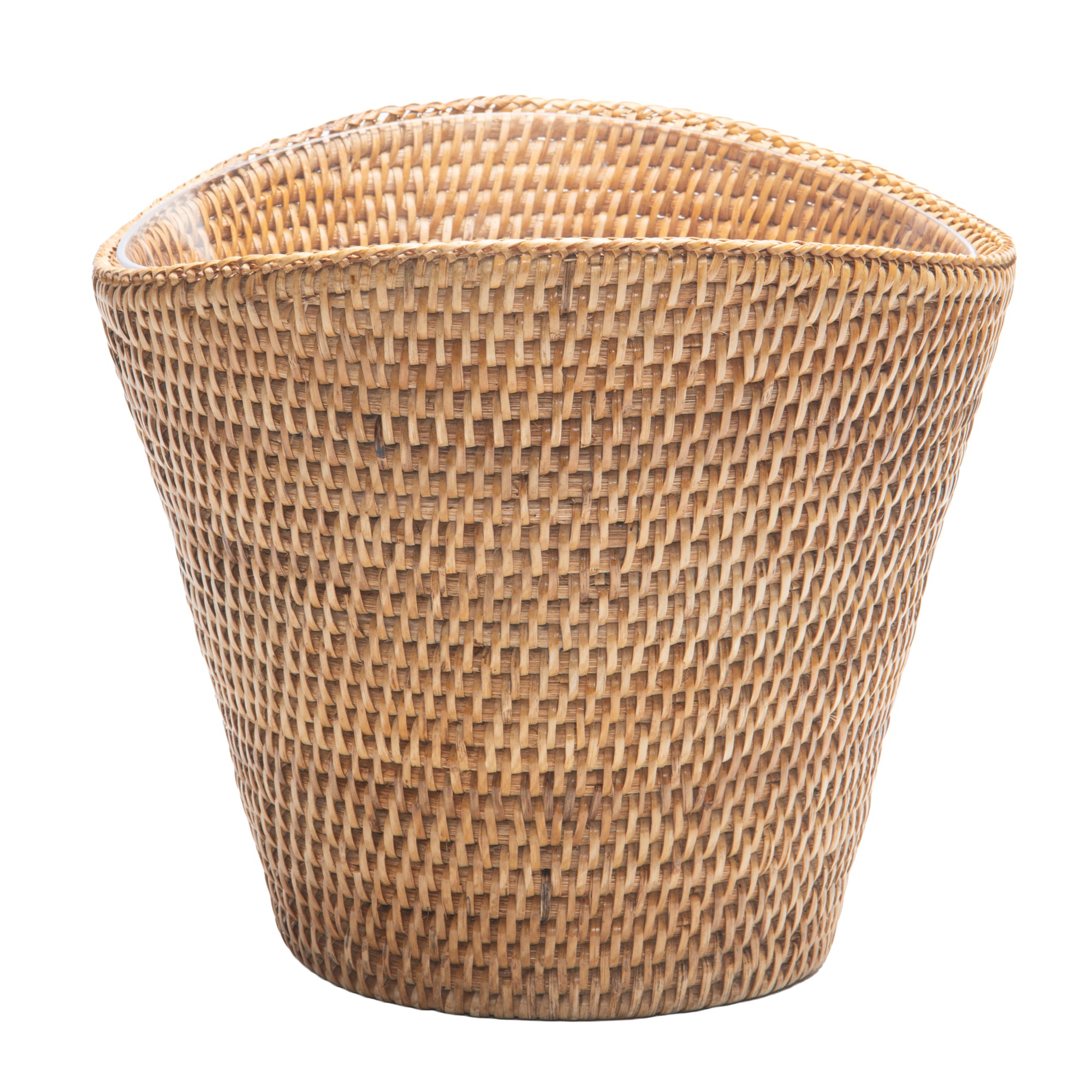 La Jolla Round Acrylic Wine & Beer Chiller in Rattan Basket, Honey-Brown
