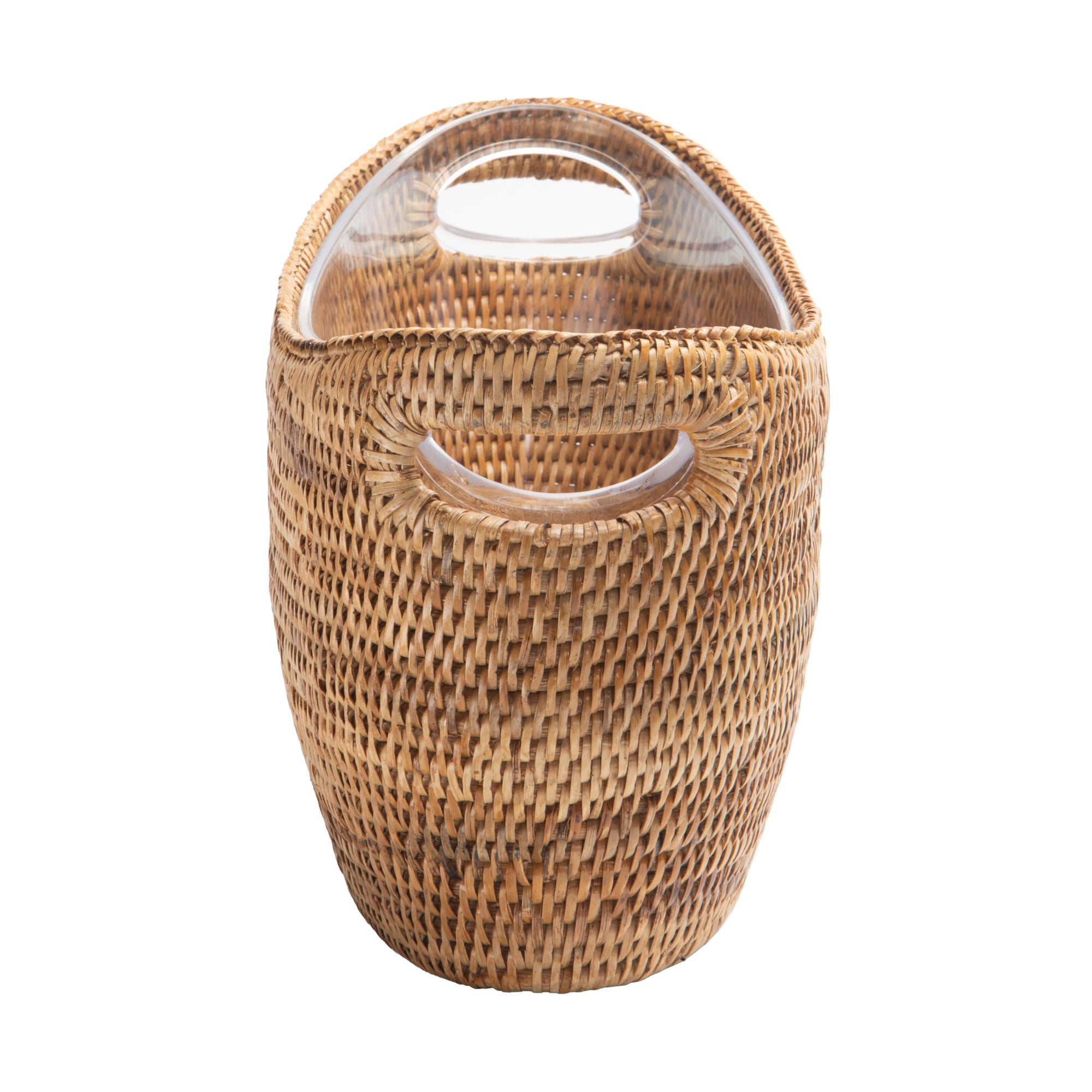 La Jolla Oblong Acrylic BBQ Beer and Softdrink Bucket in Rattan Basket, Honey-Brown