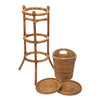La Jolla Acrylic Champagne Bucket in Rattan Basket with with Stand, Honey-Brown