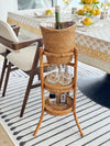 La Jolla Acrylic Champagne Bucket in Rattan Basket with with Stand, Honey-Brown
