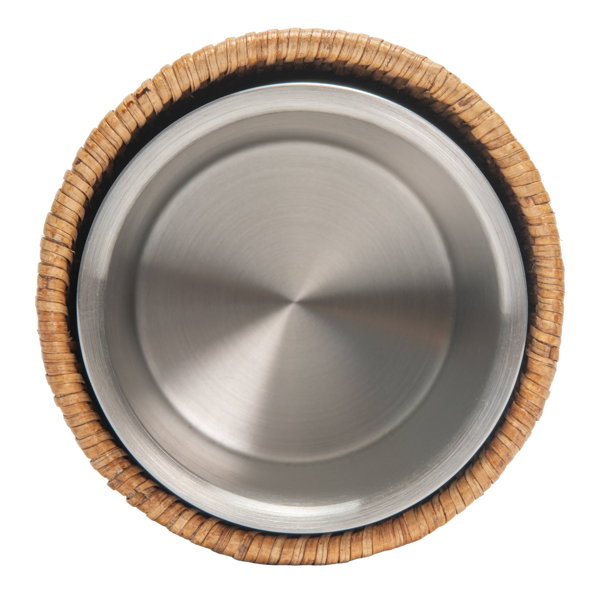 La Jolla Double-Wall Stainless Steel Single Bottle  Cooler in Rattan Sleeve, Honey-Brown