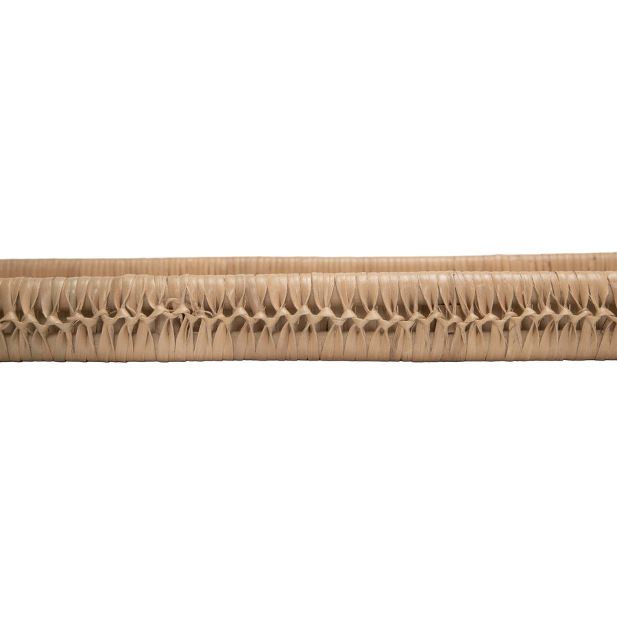 Extra Long Rattan Knotted Serving and Centerpiece Table Tray with Handles, Natural