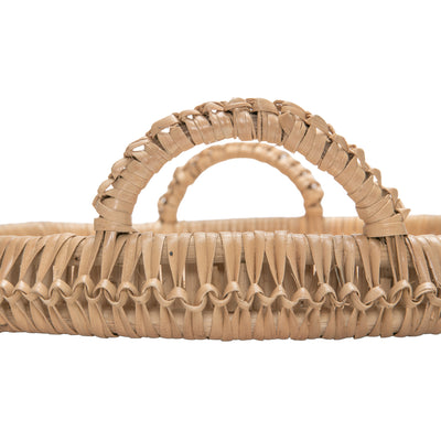 Round Knotted Rattan Serving and Centerpiece Tray, 19 Inches, Natural