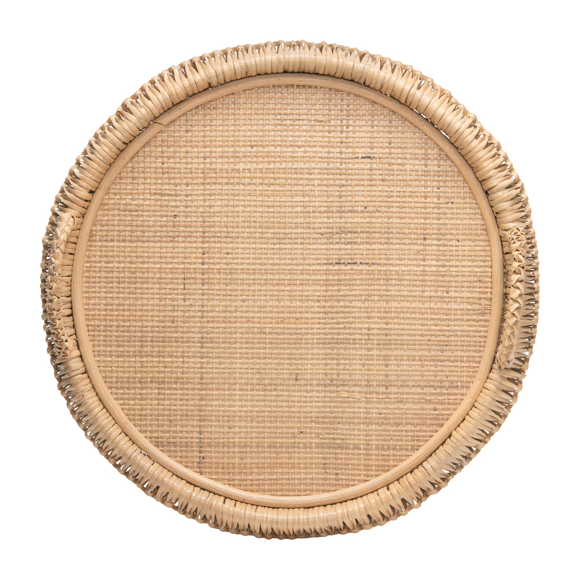 Round Knotted Rattan Serving and Centerpiece Tray, 19 Inches, Natural
