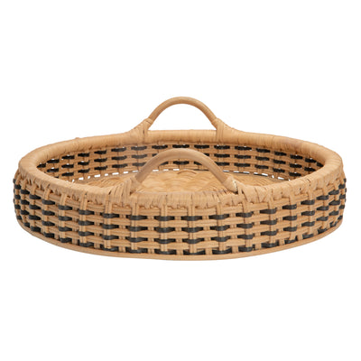 Round Rattan Tray, 18 inches, Natural & Black
