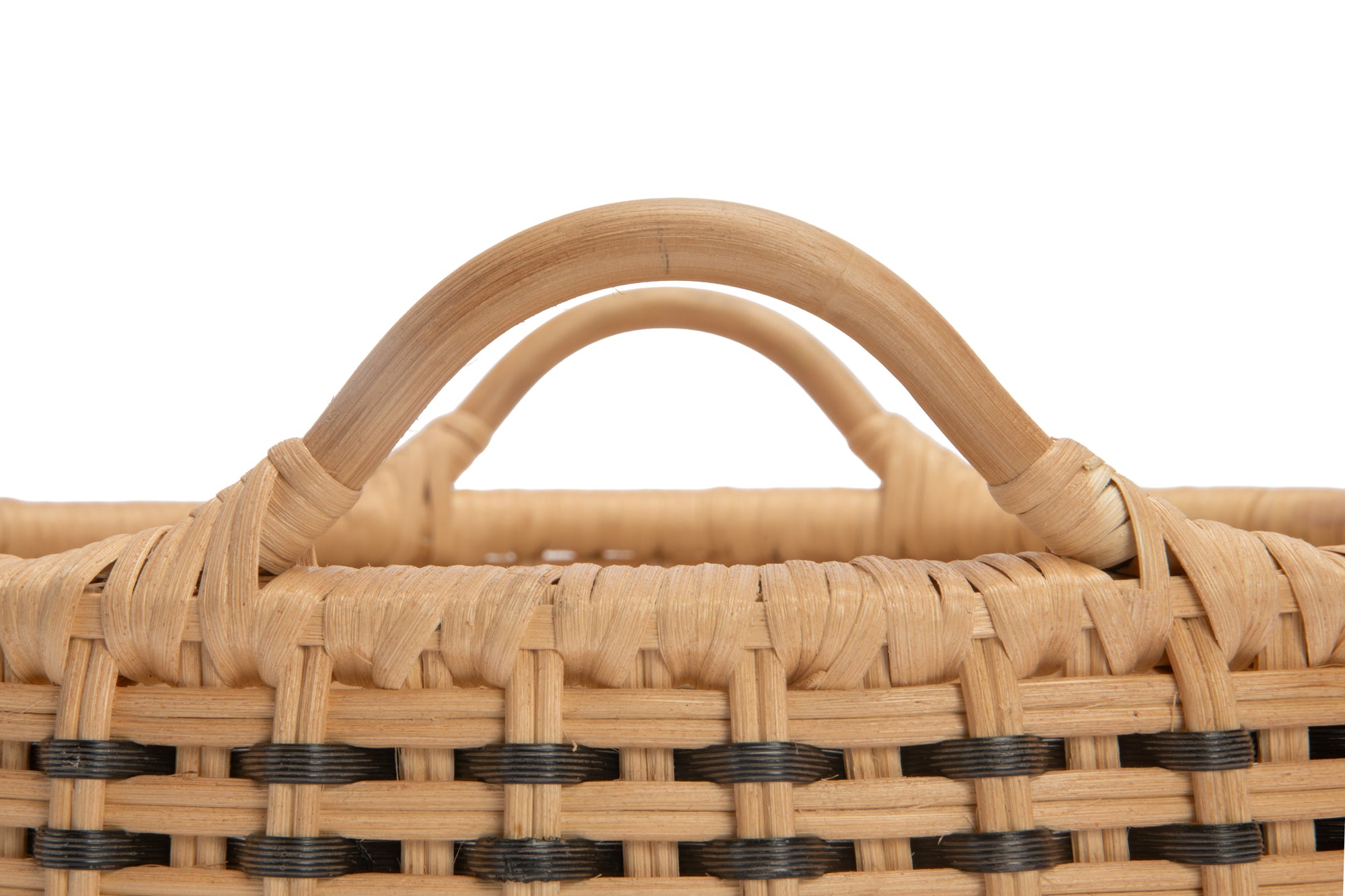 Round Rattan Tray, 18 inches, Natural & Black