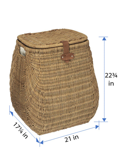 Wicker Hamper with Liner, 2 Load Capacity