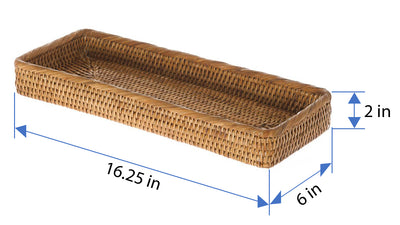 La Jolla Elongated Rattan Vanity Tray