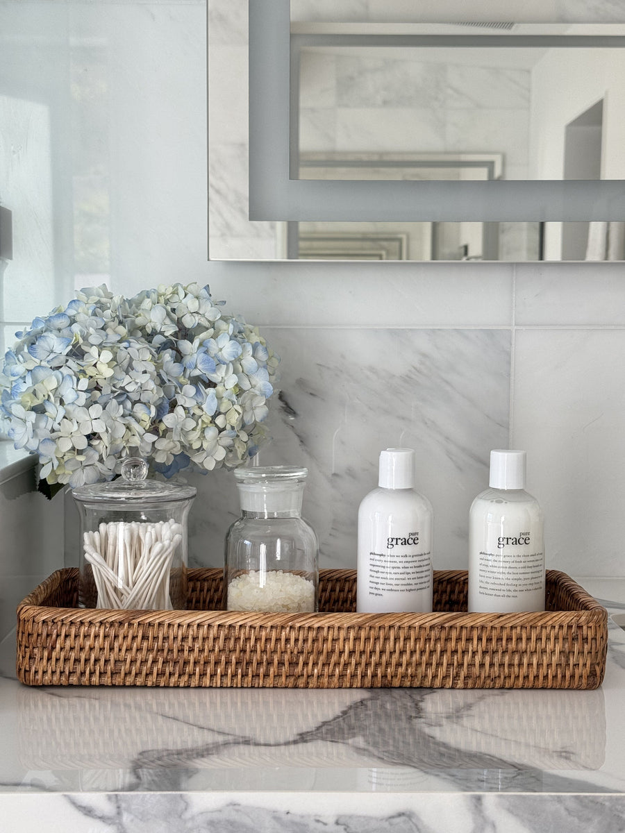 La Jolla Elongated Rattan Vanity Tray