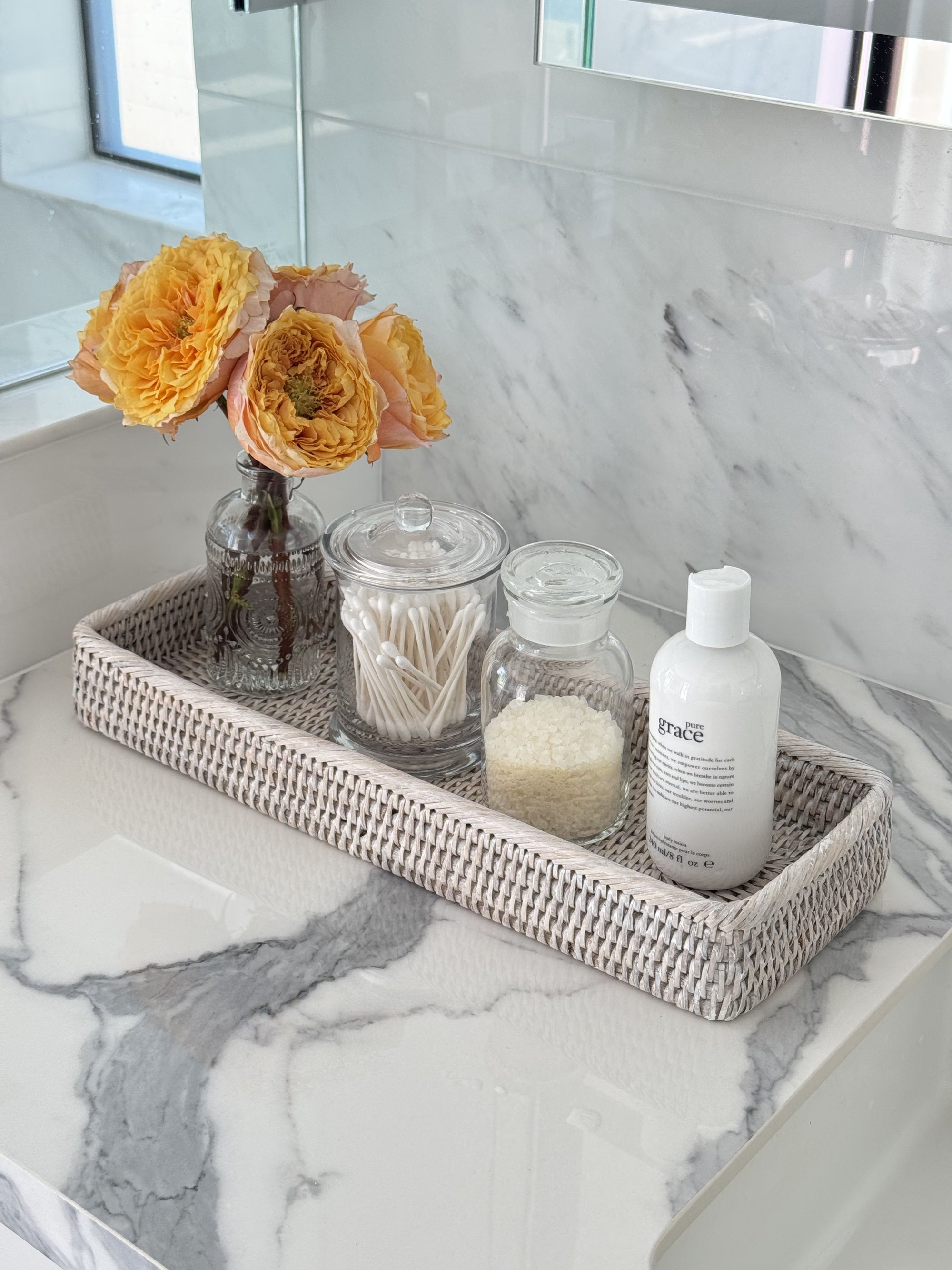 La Jolla Elongated Rattan Vanity Tray