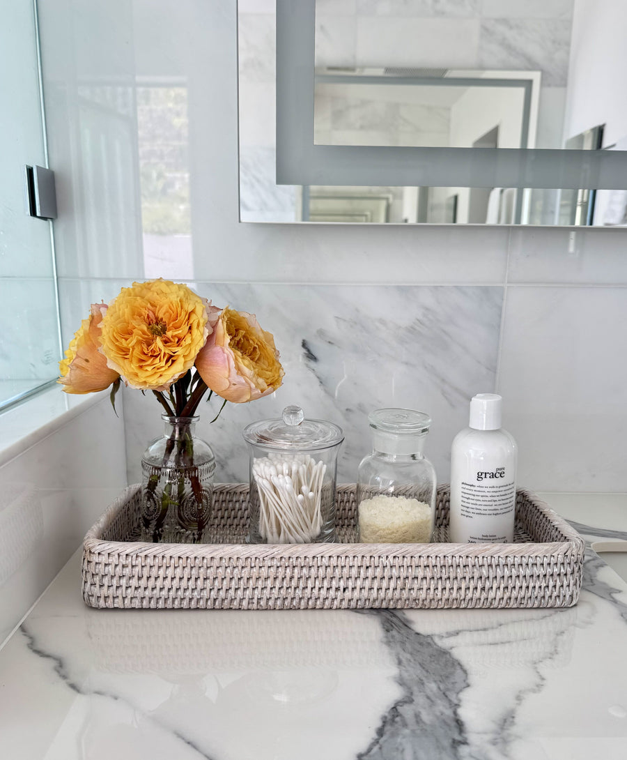 La Jolla Elongated Rattan Vanity Tray