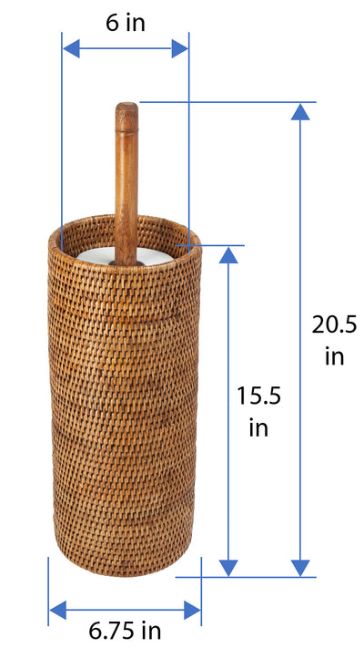 La Jolla Handwoven Rattan Toilet Roll Stand, 3 Rolls