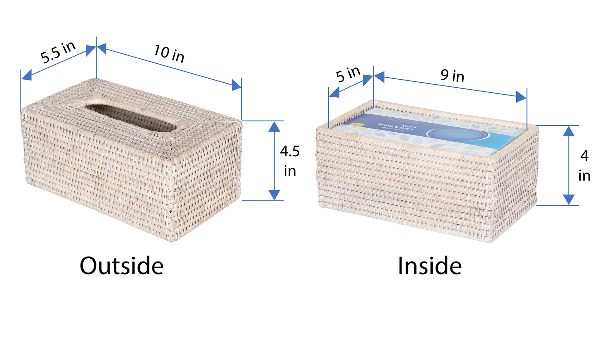 La Jolla Rattan Rectangular Tissue Box Cover