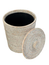 La Jolla Rattan Round Waste Basket with Plastic Insert & Lid