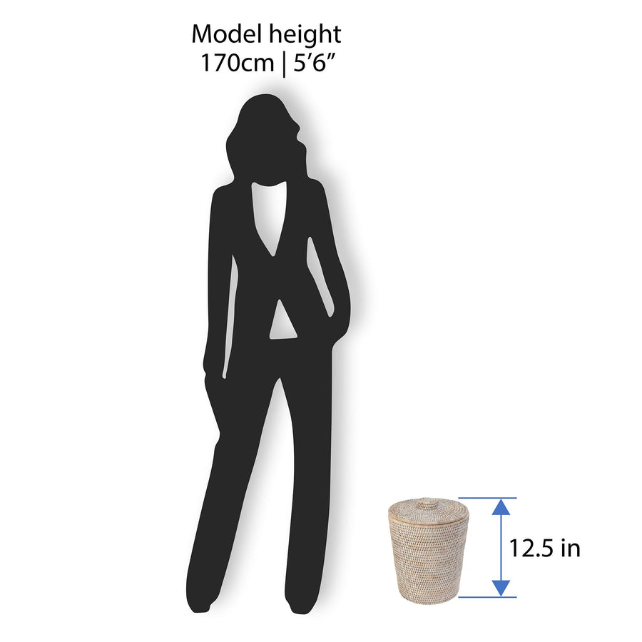 La Jolla Rattan Round Waste Basket with Plastic Insert & Lid